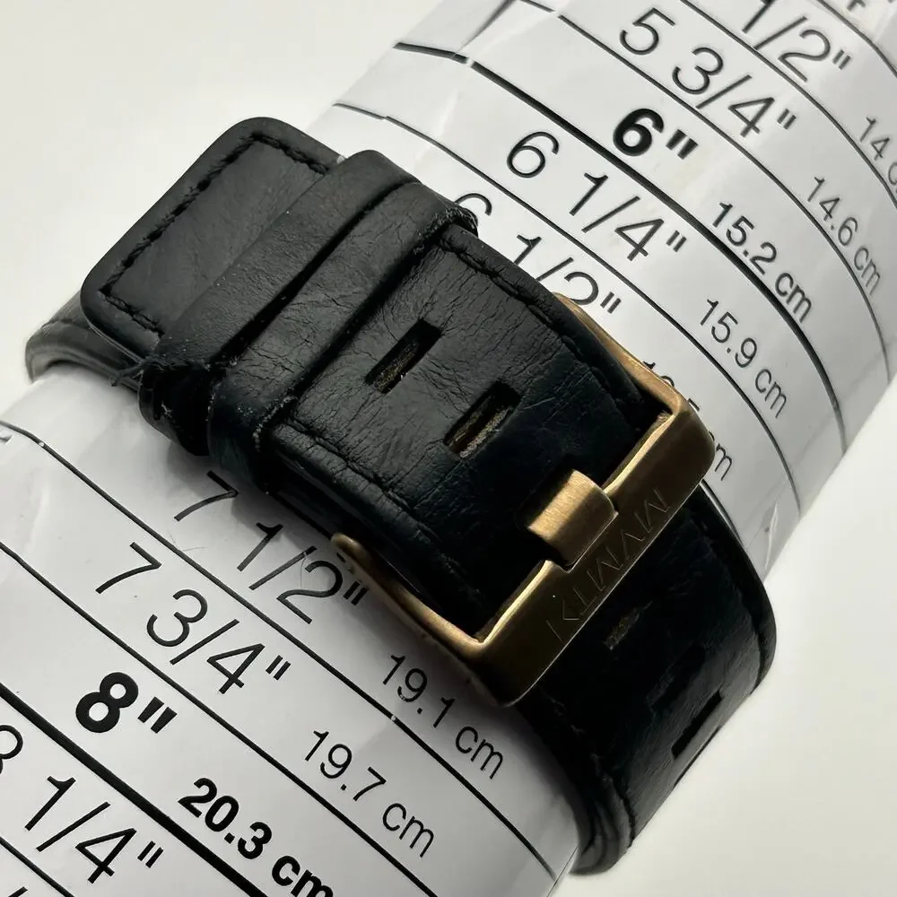 MVMT Chrono Men’s Watch Rose-gold Case Black Leather Band Working New Battery